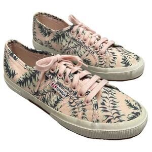 Superga Tropical Print Sneakers Pink Canvas Lace Up Women’s 8.5 EU 39.5